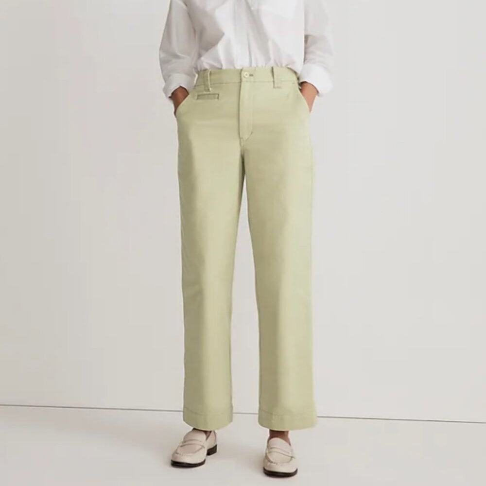 NWT MADEWELL Relaxed Chino Pants Pale Lichen Wide Leg 8